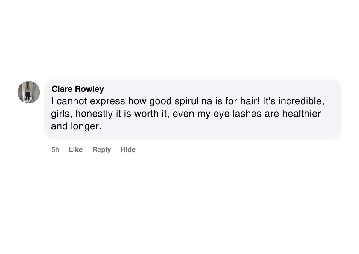 Spirulina hair testimonial 5