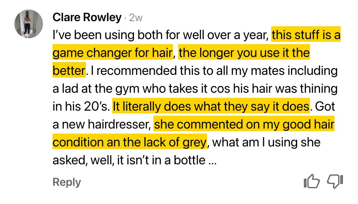 Hair testimonial — game changer for hair condition
