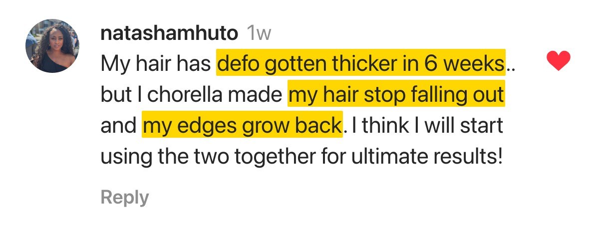Hair testimonial — Chlorella regrew edges