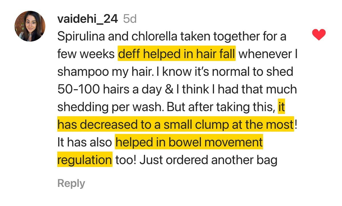Hair testimonial — hair fall reduced